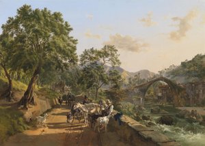 Rast an der Landstrasse (Brücke von Loro Ciuffenna, Arezzo)